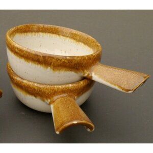 (2) McCoy 7050 Handled Bowl 5" Nelson Graystone Chili Onion Soup Bowls Cream